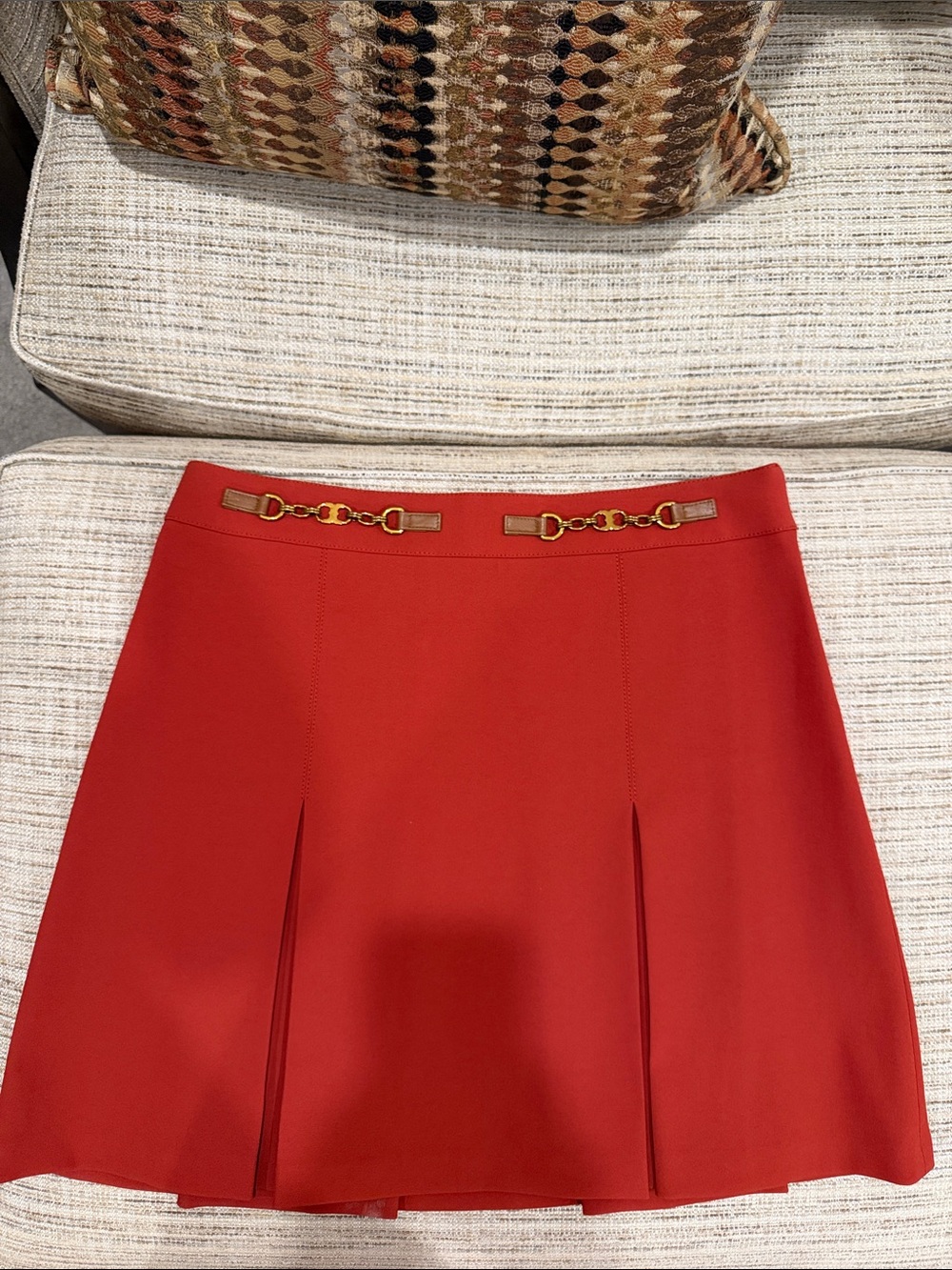 Tory Burch Rust Women’s A-Line Skirt with Gold Accent Size 8